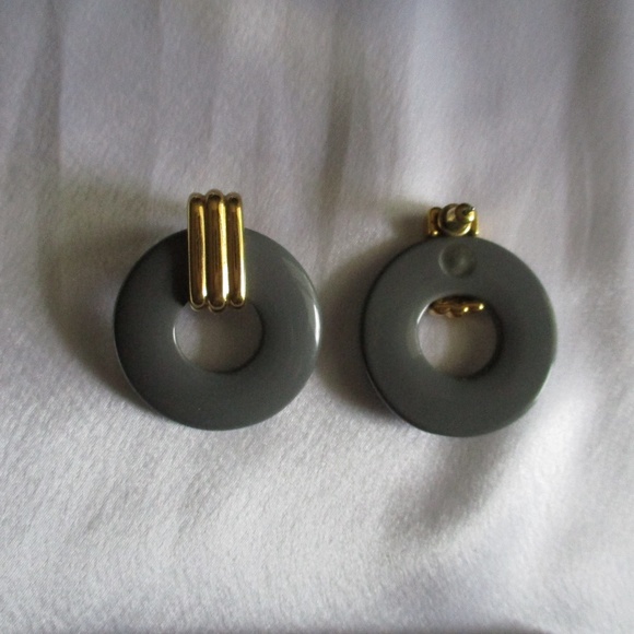 MONET GREY AND GOLD EARRINGS - Picture 1 of 3